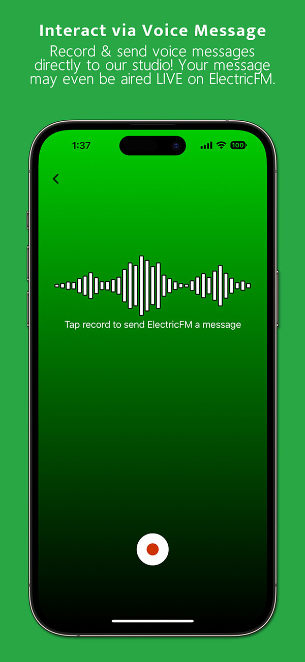 Send voice messages to the ElectricFM studio